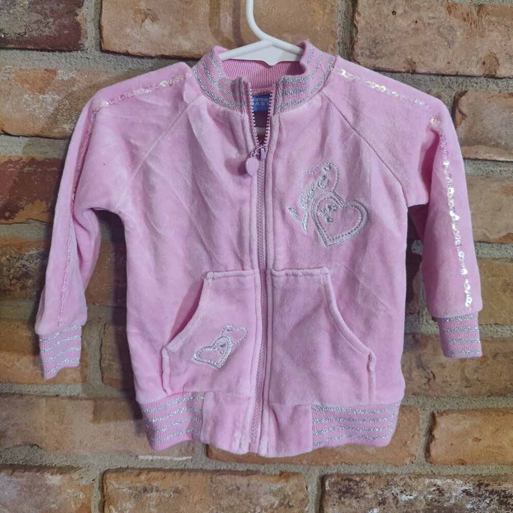Infant Girls Pink Velour Silver Metallic 2 Pc Outfit